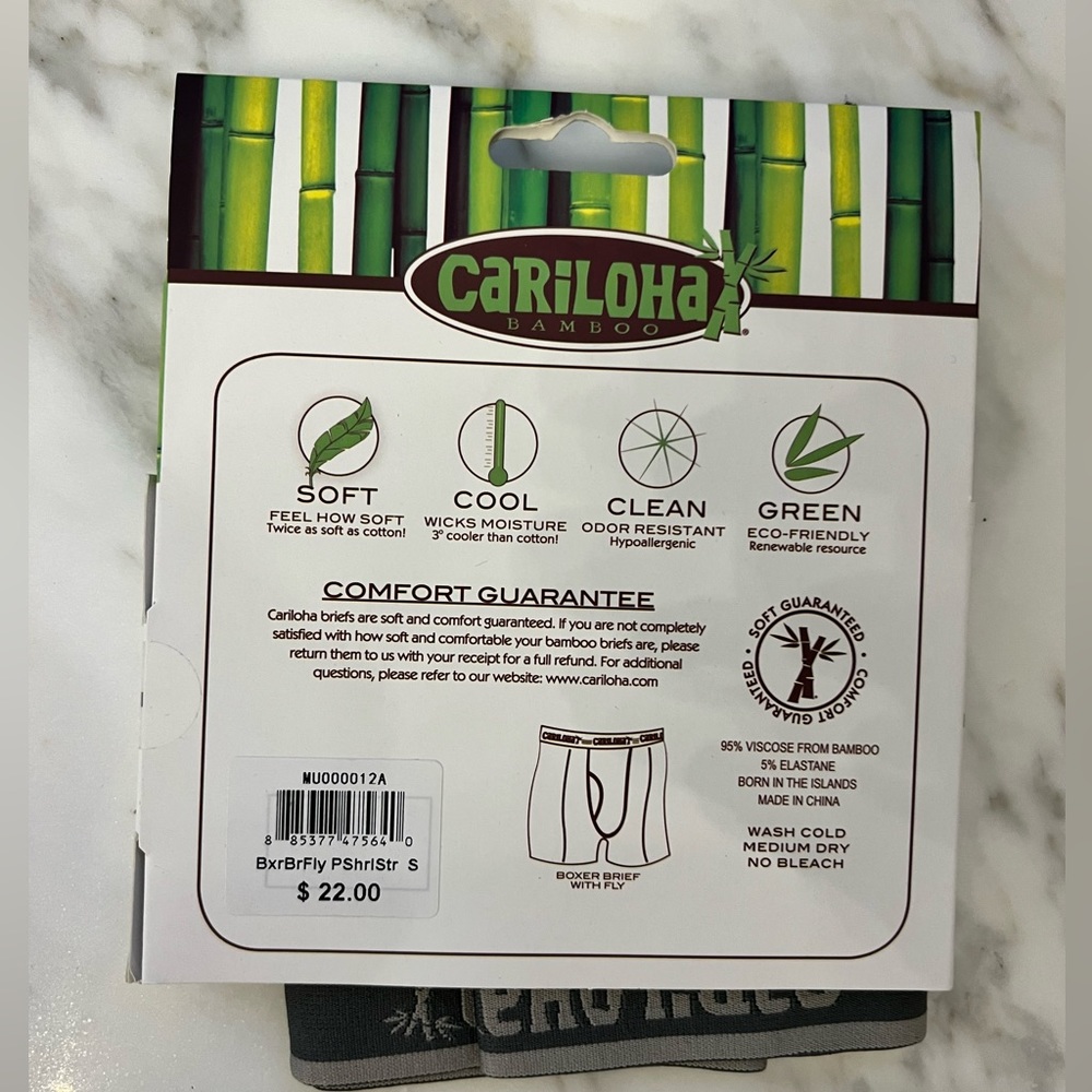 Cariloha Bamboo Boxer Briefs - Carbon Stripe NWT Sz Small - Picture 4 of 5